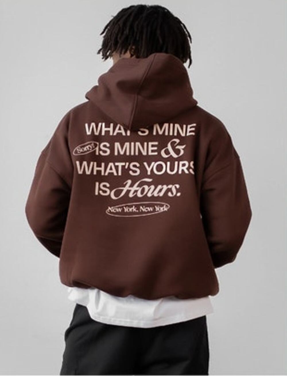 Yours Is Hours Unisex Pullover Brown Graphic Hoodie Size Medium